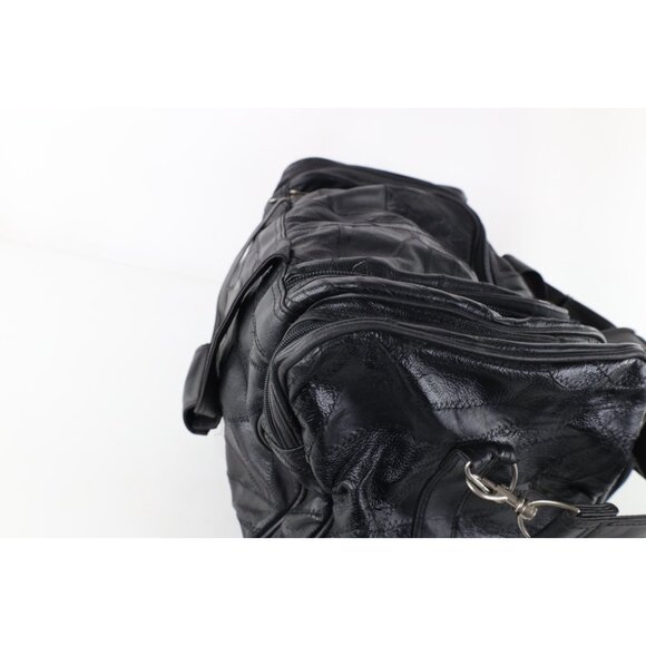 Vintage 90s Streetwear Distressed Genuine Buffalo Leather Duffel Bag Weekender - Picture 8 of 10